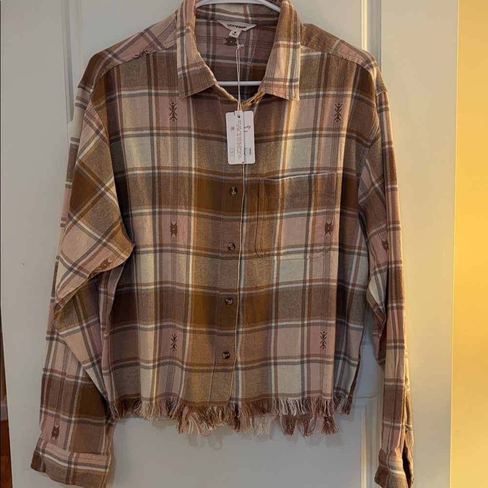 Lucky Brand 100% Cotton Plaid Button-down Shirt. Size (M) NWT